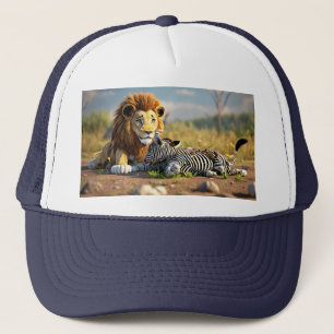 3D-Animatie Leeuw Eet Zebra – Wilde Savannah-Scene Trucker Pet