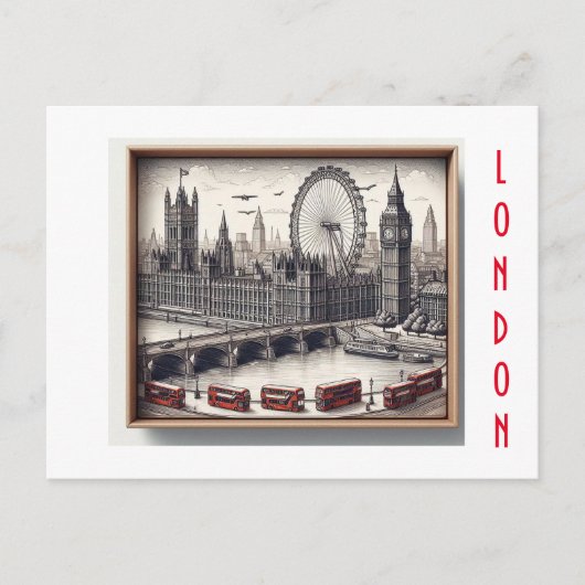 3D-ansichtkaart london herinneringen Briefkaart (Voorkant)