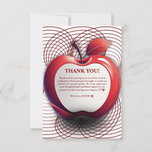 3D-appel van ons Geometrisch Baby shower van het O Bedankkaart (Voorkant)