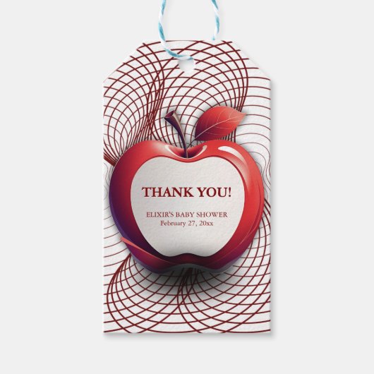 3D-appel van ons Geometrisch Baby shower van het O Cadeaulabel (Voorkant)