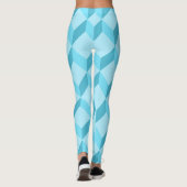 3D Aqua Blue Cubes Geometrisch Leggings (Achterkant)