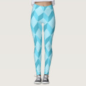 3D Aqua Blue Cubes Geometrisch Leggings (Voorkant)