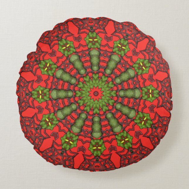 3D Art Mandala Round Sierkussen Rond Kussen (Voorkant)