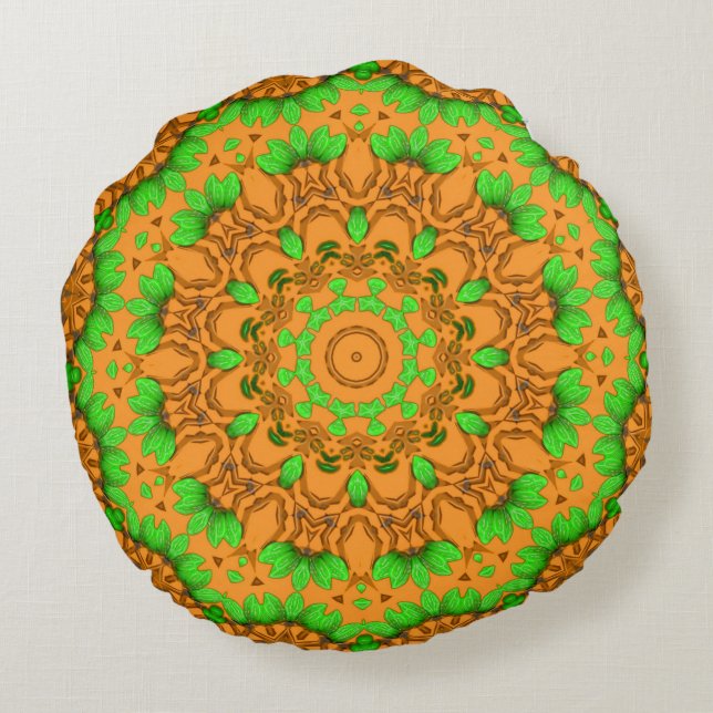 3D Art Mandala Round Sierkussen Rond Kussen (Achterkant)