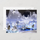 3D art pinguïn vakantie Feestdagenkaart (Voorkant / Achterkant)