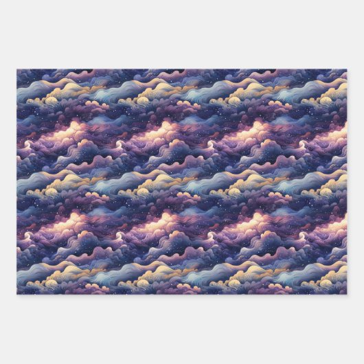 3D Astral Mirage: mystiek nachtelijke hemelontwerp Inpakpapier Vel (Voorkant 3)