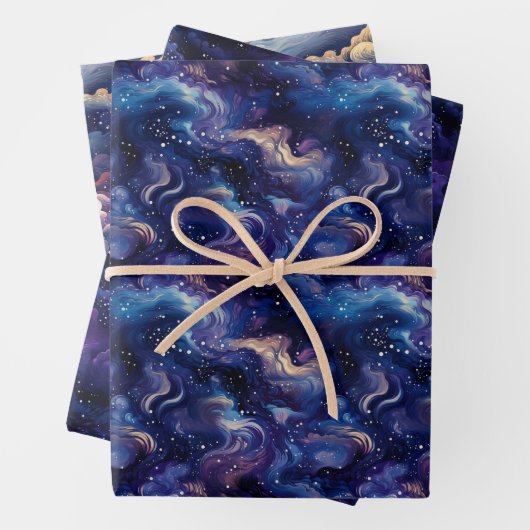 3D Astral Mirage: mystiek nachtelijke hemelontwerp Inpakpapier Vel (In situ)