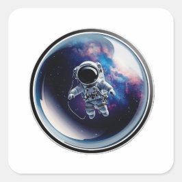 3D Astronaut in Space Bubble Galaxy Sticker