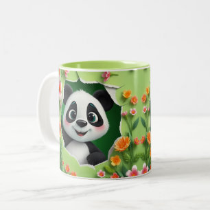 3D baby panda gat in een wand Mok Wrap ontwerp