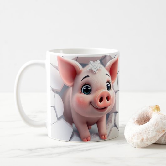 3D Baby Varken mok Wrap, 3D mok Wrap ontwerp (Met donut)