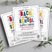3D Back to School Supply Drive Typografie Donatie Flyer