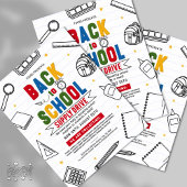 3D Back to School Supply Drive Typografie Donatie Flyer