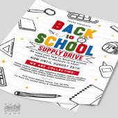 3D Back to School Supply Drive Typografie Donatie Flyer