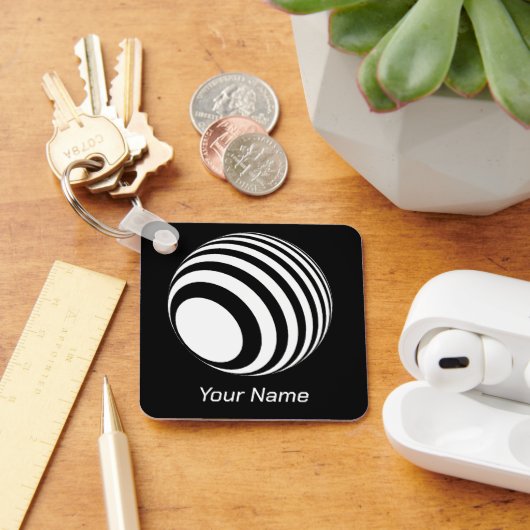 3D-Ball mit weißen Streifen -  Sleutelhanger (Bureau)