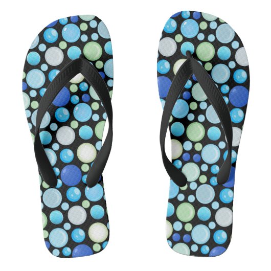 3D Balls Pattern.01.b Black BG Teenslippers (Voetbed)