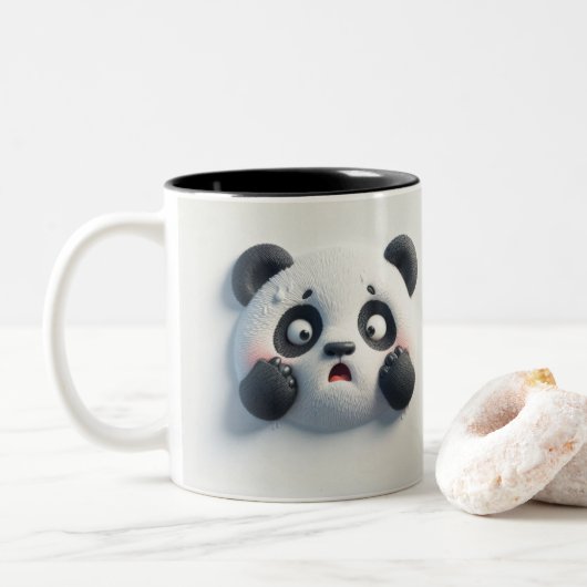 3D Bang Panda Beer Funny Animals Tweekleurige Koffiemok (Met donut)