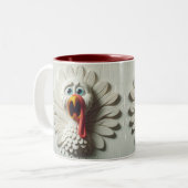 3D Bang Turkije Grappige Dieren Tweekleurige Koffiemok (Voorkant links)