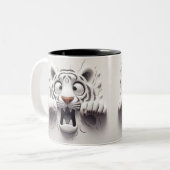 3D Bang Witte Tijger Funny Animals Tweekleurige Koffiemok (Voorkant links)