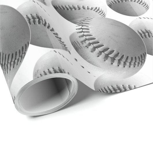 3D Baseball (zwart-wit) Cadeaupapier (Rol Hoek)