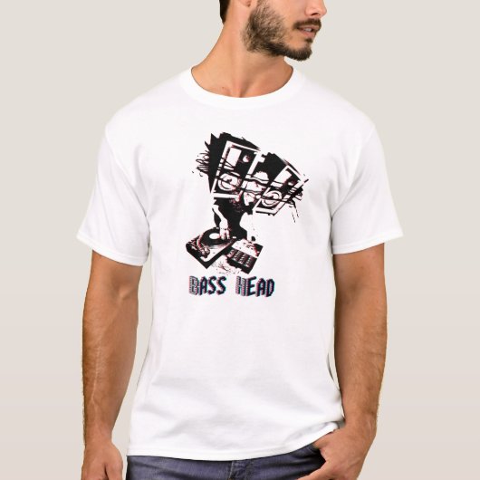 3D Bass Head met tekst T-shirt (Voorkant)