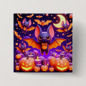 3D bats pumpkins halloween Vierkante Button 5,1 Cm (Voorkant)