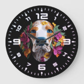 3D Beagle Floral Grote Klok (Voorkant)