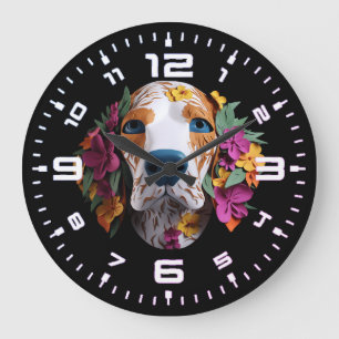 3D Beagle Floral Grote Klok