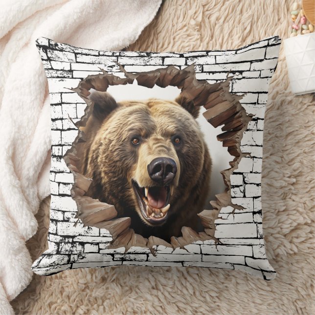 3D Bear Wall Break Art – Realistic Safari Kussen (Deken)