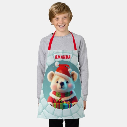 3D Beer Kerst Gepersonaliseerde Kinder Schort (Gedragen)