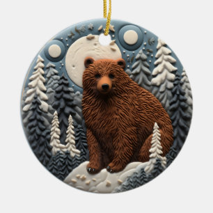 3D Beer kerstdier Keramisch Ornament