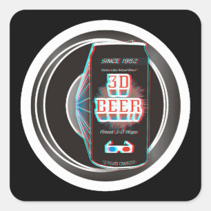 3D BEER! VIERKANTE STICKER