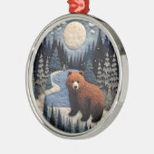 3D Beer Woodland Dierlijke Kerstdagen Metalen Ornament (Links)