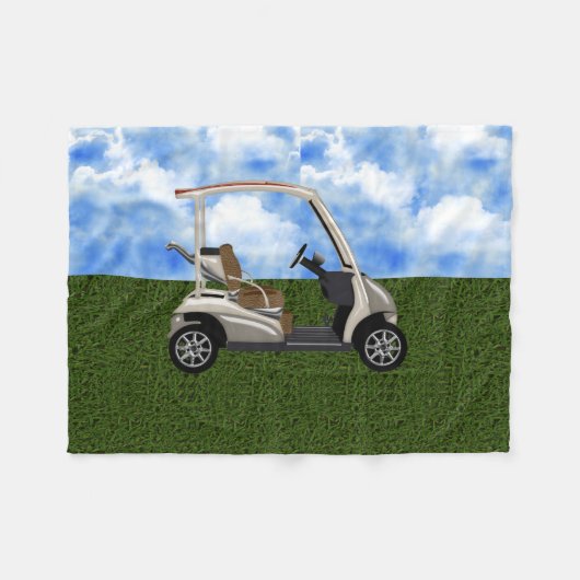 3D Beige Golf Cart over gras Fleece Deken (Voorkant (Horizontaal))