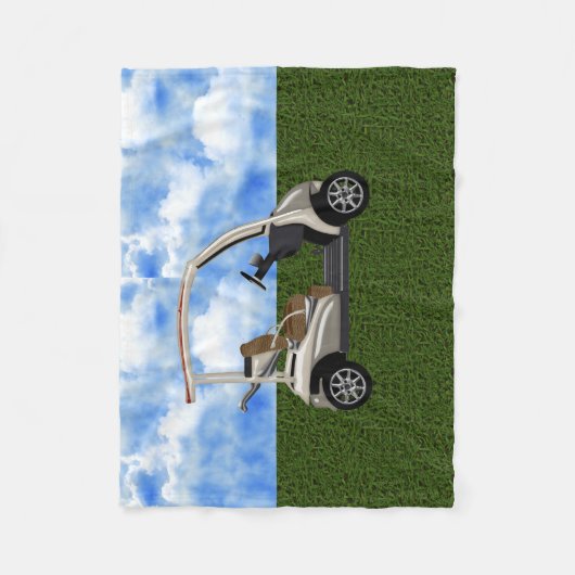 3D Beige Golf Cart over gras Fleece Deken (Voorkant)
