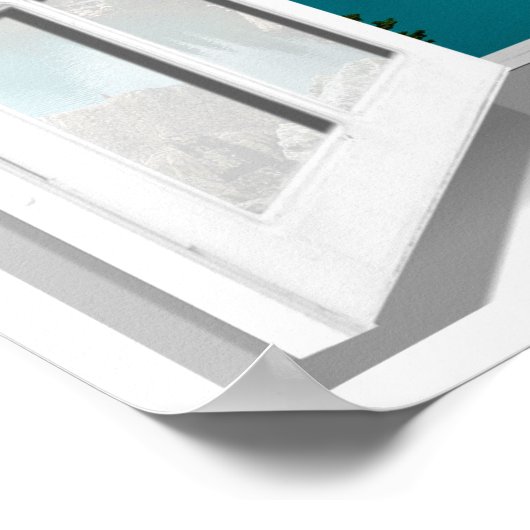 3D-bergen en het Uitzicht van het landschapskampje Poster (Hoek)