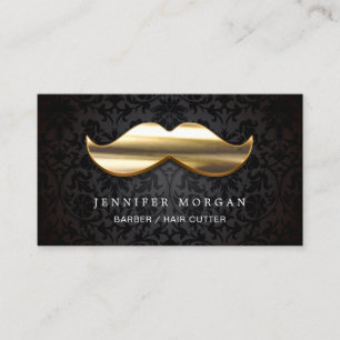 3D BGold Mustache Barber Hair Cutter Visitekaartje