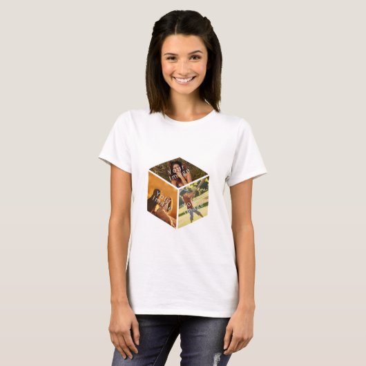 3D-Bilderwürfel, individuelle Foto-Kollage in 3D T-shirt (Voorkant volledig)