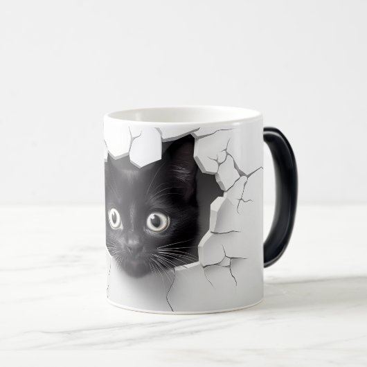 3D Black Cat Magische Mok (Voorkant rechts)