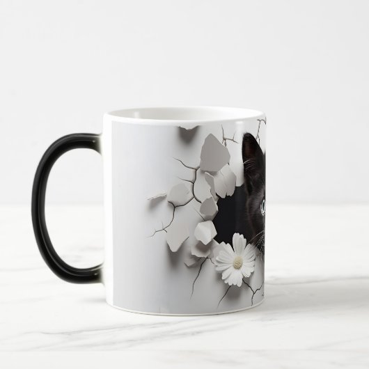 3D Black Cat Magische Mok (Links)