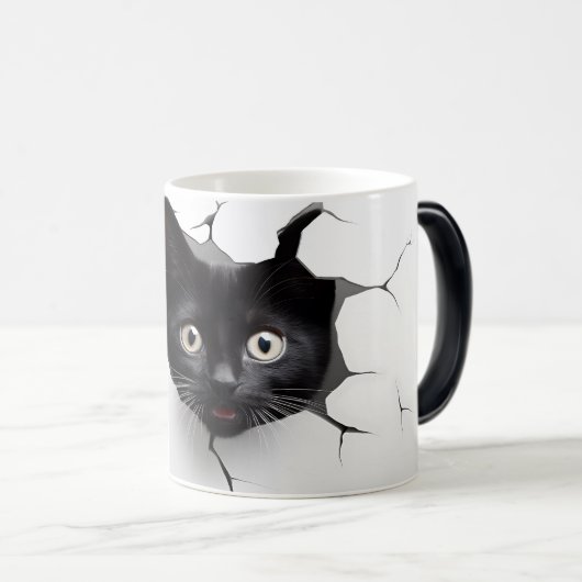 3D Black Cat Magische Mok (Voorkant rechts)