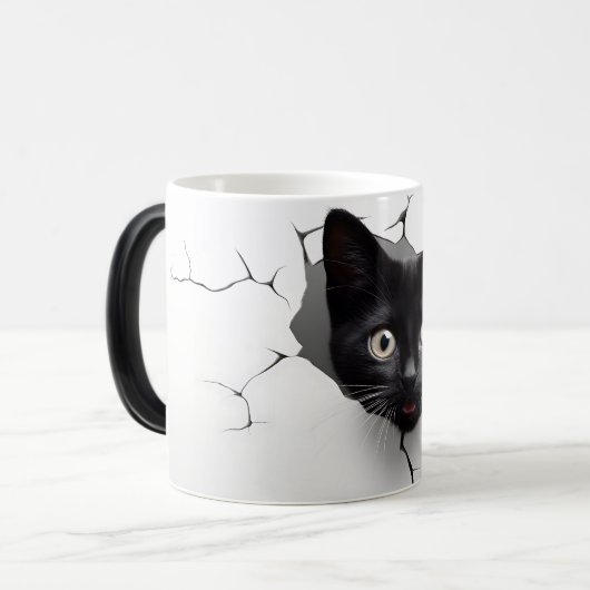 3D Black Cat Magische Mok (Voorkant links)