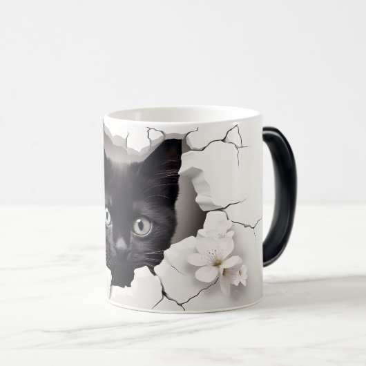 3D Black Cat Magische Mok (Voorkant rechts)
