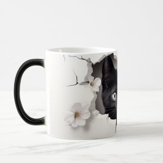 3D Black Cat Magische Mok (Links)