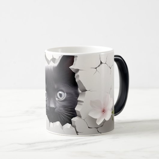 3D Black Cat Magische Mok (Voorkant rechts)