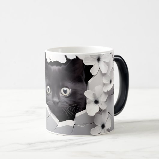 3D Black Cat Magische Mok (Voorkant rechts)