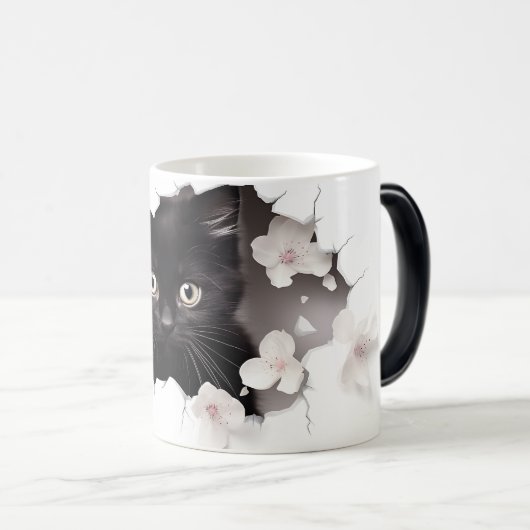 3D Black Cat Magische Mok (Voorkant rechts)