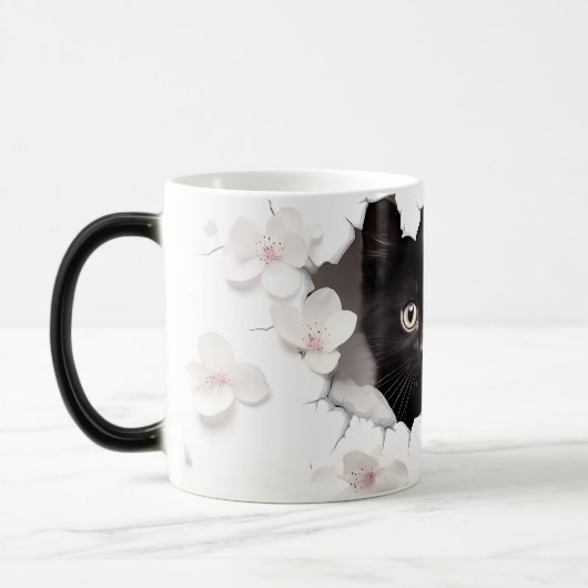 3D Black Cat Magische Mok (Links)