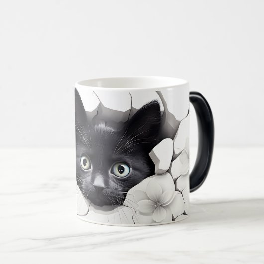 3D Black Cat Magische Mok (Voorkant rechts)