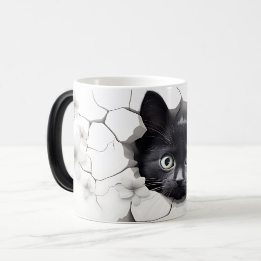 3D Black Cat Magische Mok (Voorkant links)