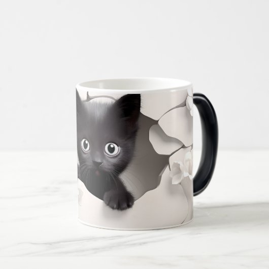 3D Black Cat Magische Mok (Voorkant rechts)